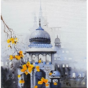 Zahid Ashraf, 12 x 12 inch, Acrylic on Canvas, Cityscape Painting, AC-ZHA-127